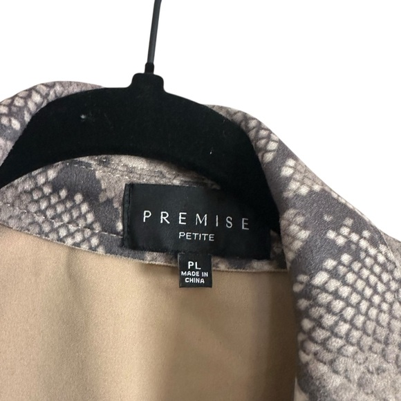 Premise Faux Leather Snakeskin Print Waterfall Open Front Cardigan Sweater Large - Picture 4 of 8